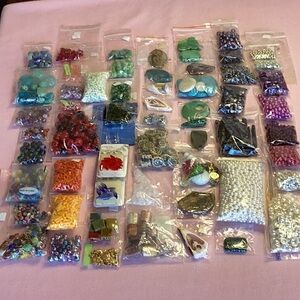 Lot #33 Jewelry Making Coral, Focal, Swarovski & Pearl Beads by the Hundreds